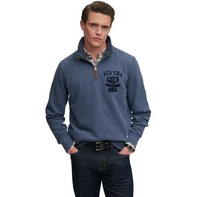 Sweatshirt Mit Halb-Zip Ton-in-Ton Superdry Bleu S male Sweatshirt Mit Halb-Zip Ton-in-Ton Superdry Bleu S male