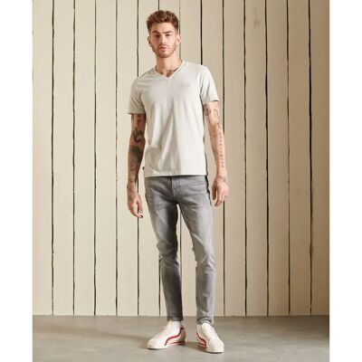 T-Shirt mit V-Ausschnitt aus Bio-Baumwolle Superdry Vintage Logo Gris XL male T-Shirt mit V-Ausschnitt aus Bio-Baumwolle Superdry Vintage Logo Gris XL male