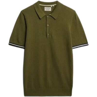 Polo aus strukturierter Wolle Superdry Vert S male Polo aus strukturierter Wolle Superdry Vert S male