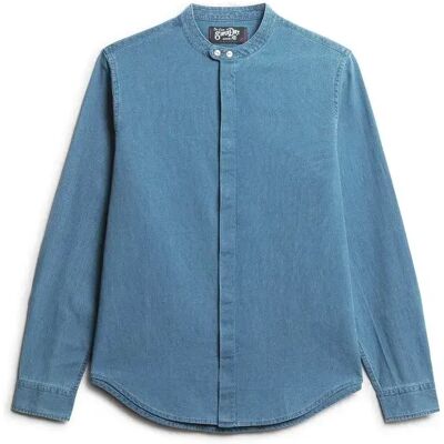 Indigo Hemd mit tunisischem Kragen Superdry The Merchant Store Bleu 2XL male Indigo Hemd mit tunisischem Kragen Superdry The Merchant Store Bleu 2XL male