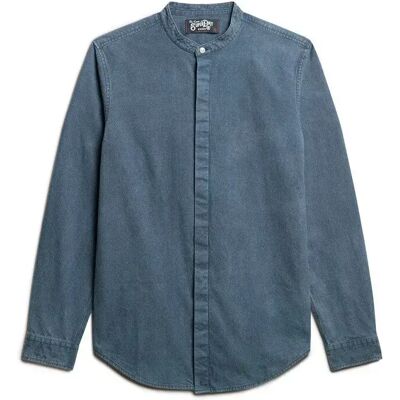 Indigo-Hemd mit tunesianischem Kragen Superdry The Merchant Store Bleu S male Indigo-Hemd mit tunesianischem Kragen Superdry The Merchant Store Bleu S male