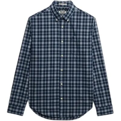 Langarmhemd aus Popeline Superdry Preppy Bleu XL male Langarmhemd aus Popeline Superdry Preppy Bleu XL male