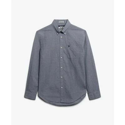 Langarmhemd aus Popeline Superdry Preppy Bleu M male Langarmhemd aus Popeline Superdry Preppy Bleu M male