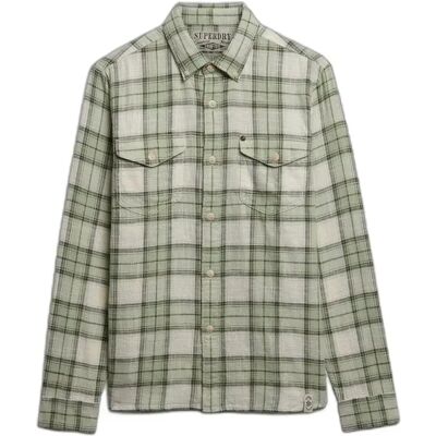Kariertes Hemd mit langen Ärmeln Superdry Merchant Lite Vert M male Kariertes Hemd mit langen Ärmeln Superdry Merchant Lite Vert M male