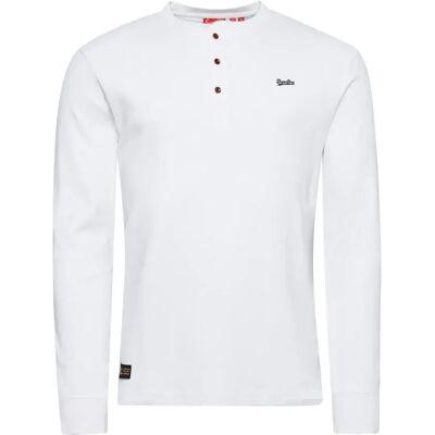 Langarmshirt mit tunesischem Kragen und gesticktem Logo Superdry Vintage Blanc XL male Langarmshirt mit tunesischem Kragen und gesticktem Logo Superdry Vintage Blanc XL male
