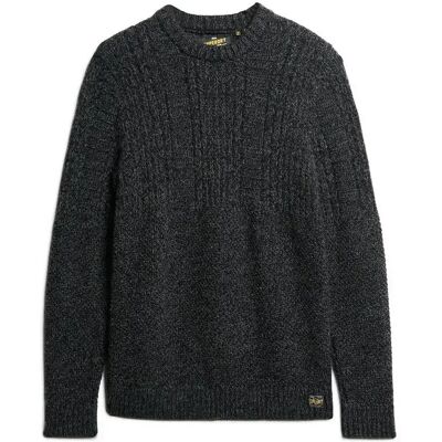 Gestrickter Pullover mit Twists Superdry Jacob Noir 2XL male Gestrickter Pullover mit Twists Superdry Jacob Noir 2XL male