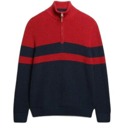Gestreifter Pullover mit Reißverschlusskragen Superdry Classic Bleu XL male Gestreifter Pullover mit Reißverschlusskragen Superdry Classic Bleu XL male