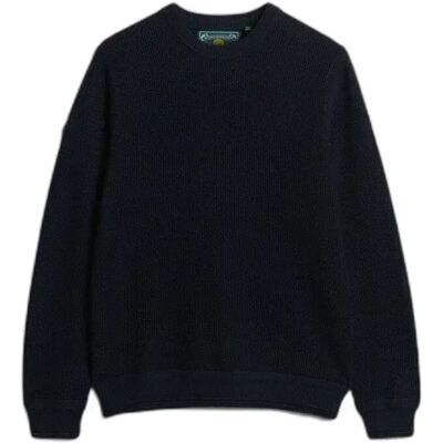 Leichtes Baumwoll-Pullover mit Struktur Superdry Bleu M male Leichtes Baumwoll-Pullover mit Struktur Superdry Bleu M male