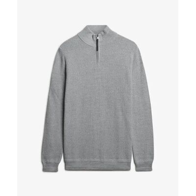 Texturierter Baumwollpulli mit Stehkragen Superdry Gris S male Texturierter Baumwollpulli mit Stehkragen Superdry Gris S male
