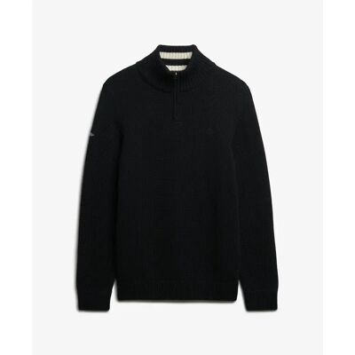 Pullover mit Stehkragen aus Strick und Baumwolle Superdry Noir M male Pullover mit Stehkragen aus Strick und Baumwolle Superdry Noir M male