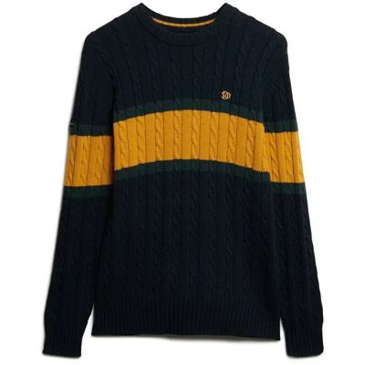 Gestreifter Pullover aus gedrehtem Baumwollstrick Superdry Bleu M male Gestreifter Pullover aus gedrehtem Baumwollstrick Superdry Bleu M male
