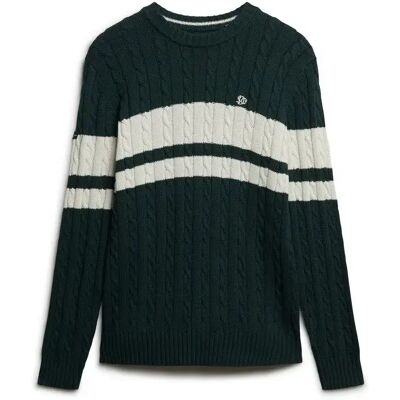 Gestreifter Pullover aus gedrehtem Baumwollstrick Superdry Vert 3XL male Gestreifter Pullover aus gedrehtem Baumwollstrick Superdry Vert 3XL male