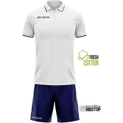 Set aus Polo-Shirt und Shorts Givova Blanc 2XL unisex Set aus Polo-Shirt und Shorts Givova Blanc 2XL unisex