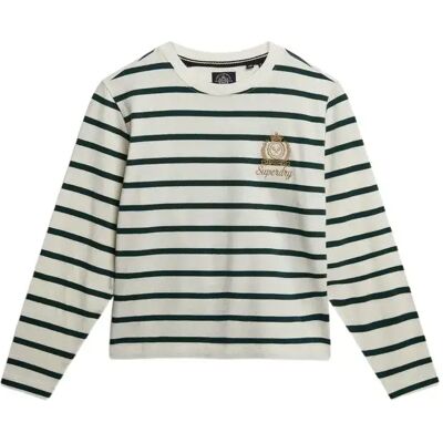 Gestreifter Pullover für Frauen Superdry Country Club Blanc L female Gestreifter Pullover für Frauen Superdry Country Club Blanc L female