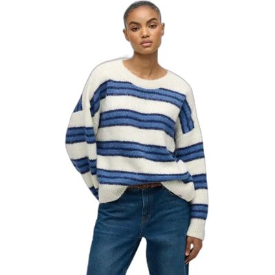 Gestreifter, gebürsteter, lässiger Strickpullover für Frauen Superdry Marron M female Gestreifter, gebürsteter, lässiger Strickpullover für Frauen Superdry Marron M female