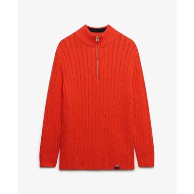 Damen lässiger Strickpullover mit halbem Reißverschluss Superdry Orange L female Damen lässiger Strickpullover mit halbem Reißverschluss Superdry Orange L female