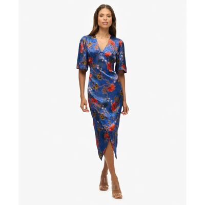Midikleid mit Jacquard für Damen Superdry Bleu XS female Midikleid mit Jacquard für Damen Superdry Bleu XS female