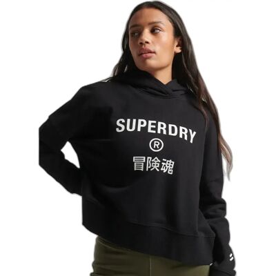 Sweatshirt court droit à capuche Damen Superdry Core Sport Noir XS female Sweatshirt court droit à capuche Damen Superdry Core Sport Noir XS female