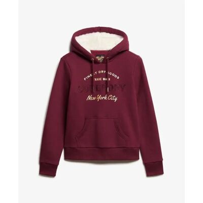 Hoodie und Metallic-Logo, Damen Superdry Luxe Violet L female Hoodie und Metallic-Logo, Damen Superdry Luxe Violet L female