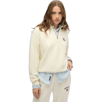 Pullover 1/2 Reißverschluss Damen Superdry Athletic Collared Blanc 2XS female Pullover 1/2 Reißverschluss Damen Superdry Athletic Collared Blanc 2XS female