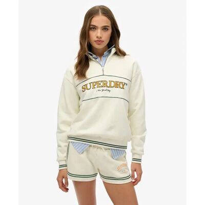 Damen Hoodie mit Reißverschluss Superdry Country Club Blanc L female Damen Hoodie mit Reißverschluss Superdry Country Club Blanc L female