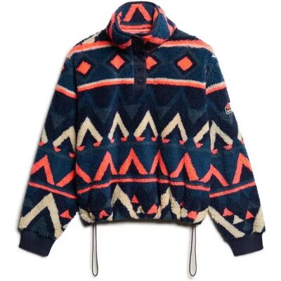 Sweatshirt Halb-Zip Damen Superdry Super Soft Bleu L female Sweatshirt Halb-Zip Damen Superdry Super Soft Bleu L female
