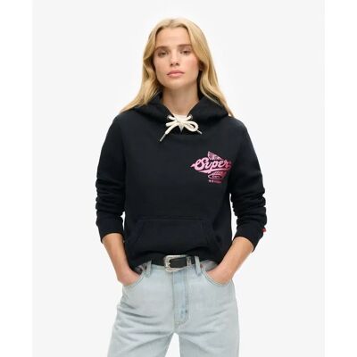 Metallic-Kapuzen-Sweatshirt, Damen Superdry Athletic Noir M female Metallic-Kapuzen-Sweatshirt, Damen Superdry Athletic Noir M female