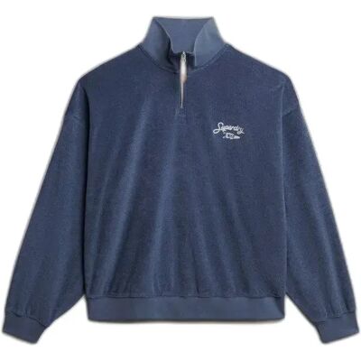 Damen Sweatshirt mit Rundhalsausschnitt und Reißverschluss Superdry Heritage Bleu S female Damen Sweatshirt mit Rundhalsausschnitt und Reißverschluss Superdry Heritage Bleu S female