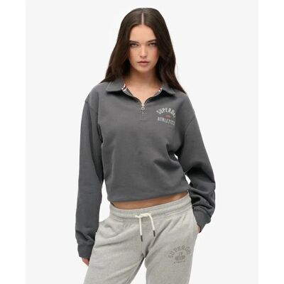 Sweatshirt 1/4 Reißverschluss Damen Superdry Athletic Gris M female Sweatshirt 1/4 Reißverschluss Damen Superdry Athletic Gris M female