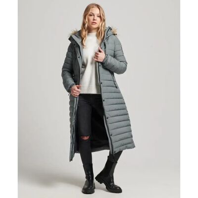 Lange Daunenjacke mit Kapuze, Damen Superdry Fuji Vert S female Lange Daunenjacke mit Kapuze, Damen Superdry Fuji Vert S female