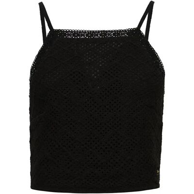 Gehäkelte kurze Bluse, Frau Superdry Vintage Noir L female Gehäkelte kurze Bluse, Frau Superdry Vintage Noir L female