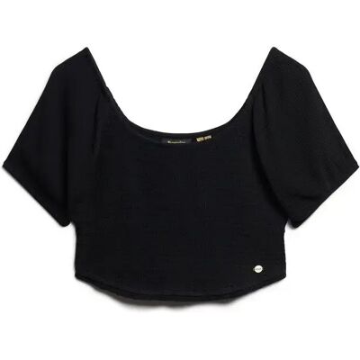 T-Shirt Superdry Smocked Woven Noir XS female T-Shirt Superdry Smocked Woven Noir XS female