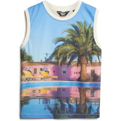 Damen-Top Superdry Sub Print Bleu L female Damen-Top Superdry Sub Print Bleu L female