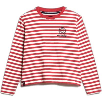 Gestreifter Pullover für Frauen Superdry Country Club Rouge L female Gestreifter Pullover für Frauen Superdry Country Club Rouge L female