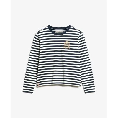 Gestreifter Pullover für Frauen Superdry Country Club Bleu L female Gestreifter Pullover für Frauen Superdry Country Club Bleu L female