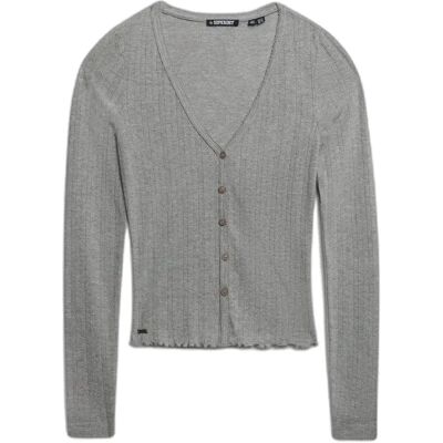 Damen-Cardigan mit Lochmuster Superdry Athletic Essentials Gris XS female Damen-Cardigan mit Lochmuster Superdry Athletic Essentials Gris XS female