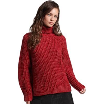 Lockerer Pullover mit Rollkragen und Steppnähten Frau Superdry Rouge M female Lockerer Pullover mit Rollkragen und Steppnähten Frau Superdry Rouge M female