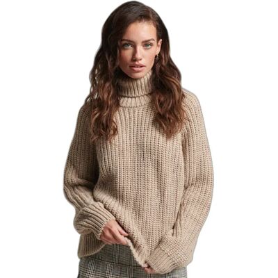 Pullover, weit geschnitten, mit Rollkragen, abgesteppt, Damen Superdry Beige S female Pullover, weit geschnitten, mit Rollkragen, abgesteppt, Damen Superdry Beige S female
