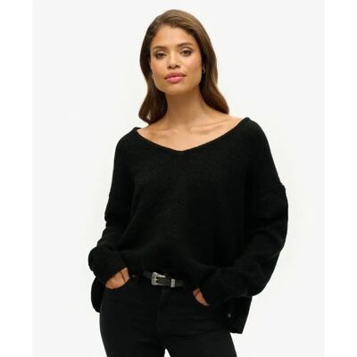 Oversize Damen Pulli mit V-Ausschnitt Superdry Noir XS female Oversize Damen Pulli mit V-Ausschnitt Superdry Noir XS female