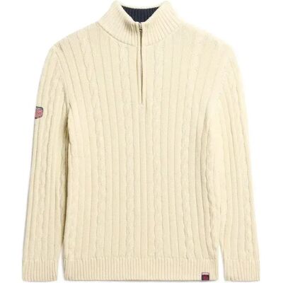 Damen Rugby-Pullover mit Stehkragen aus Strick Superdry Beige M female Damen Rugby-Pullover mit Stehkragen aus Strick Superdry Beige M female