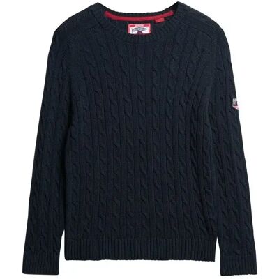 Großer Pullover mit Zopfmuster für Frauen Superdry Bleu S female Großer Pullover mit Zopfmuster für Frauen Superdry Bleu S female