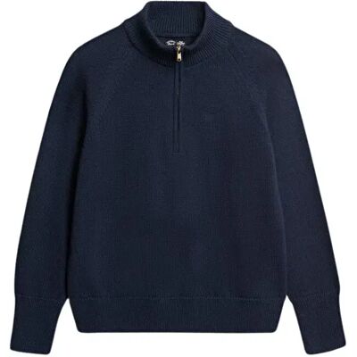 Klassischer Pulli mit Reißverschlusskragen aus Baumwolle für Frauen Superdry Bleu XS female Klassischer Pulli mit Reißverschlusskragen aus Baumwolle für Frauen Superdry Bleu XS female