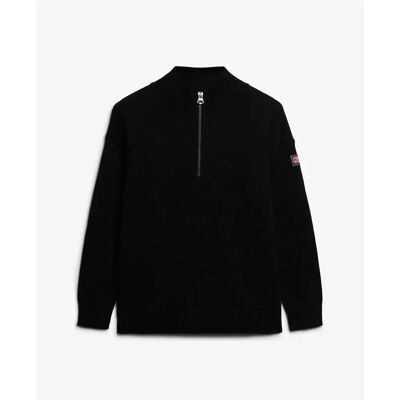Damen Pulli mit halbem Reißverschluss und Stehkragen Superdry Noir L female Damen Pulli mit halbem Reißverschluss und Stehkragen Superdry Noir L female