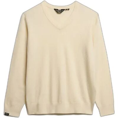 Klassischer V-Ausschnitt Pullover für Damen Superdry Beige M female Klassischer V-Ausschnitt Pullover für Damen Superdry Beige M female
