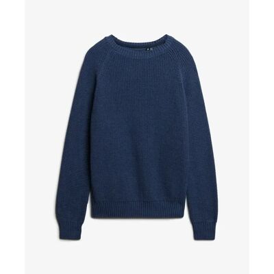 Lässiger Rippstrickpullover für Damen Superdry Bleu XL female Lässiger Rippstrickpullover für Damen Superdry Bleu XL female