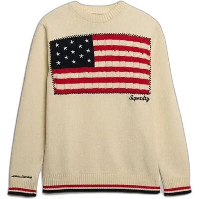 Pulli mit Rundhalsausschnitt und Americana-Flagge für Frauen Superdry Athletic Essentials Beige XL female Pulli mit Rundhalsausschnitt und Americana-Flagge für Frauen Superdry Athletic Essentials Beige XL female