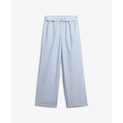 Damen Baumwoll-Streifen-Hose mit Gummibund Superdry Bleu XS female Damen Baumwoll-Streifen-Hose mit Gummibund Superdry Bleu XS female