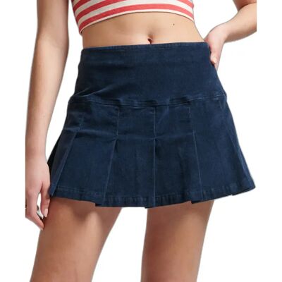Miniplissee-Rock aus Samt Frau Superdry Vintage Bleu XS female Miniplissee-Rock aus Samt Frau Superdry Vintage Bleu XS female
