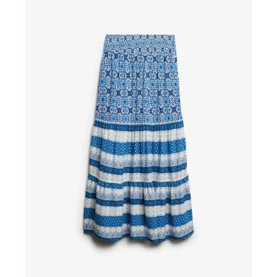 Damen lange bedruckte Rock Superdry Bleu M female Damen lange bedruckte Rock Superdry Bleu M female