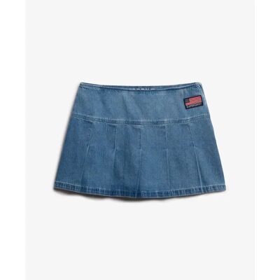 Gefältete Minirock mit Einsätzen für Damen Superdry Bleu M female Gefältete Minirock mit Einsätzen für Damen Superdry Bleu M female
